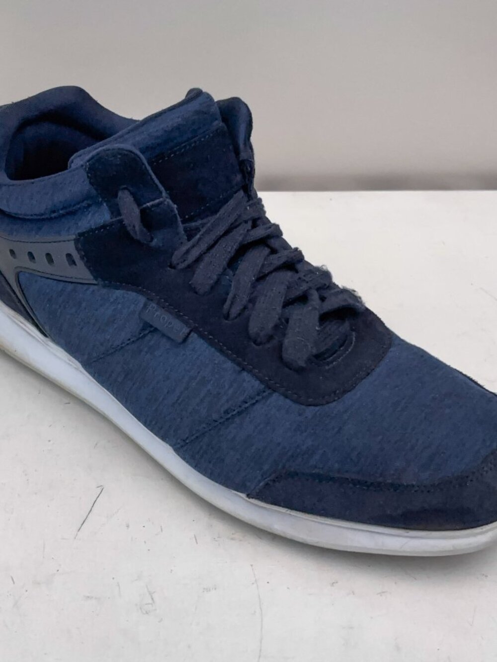 Propet Viator Hi Mid Cut Mens 15 XX Wide 5E Comfort Walking Athletic Shoes Blue